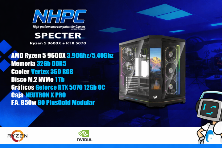 PC Gaming NHPC SPECTER Ryzen 5 9600X - 32GB - 1TB - 5070